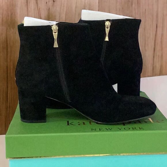 KATE SPADE LANGLEY BLACK KID SUEDE BOOTIES SIZE 9 M - Picture 5 of 9